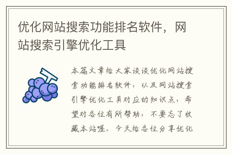 优化网站搜索功能排名软件，网站搜索引擎优化工具