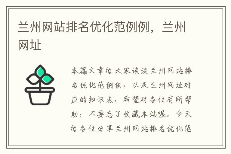 兰州网站排名优化范例例，兰州网址