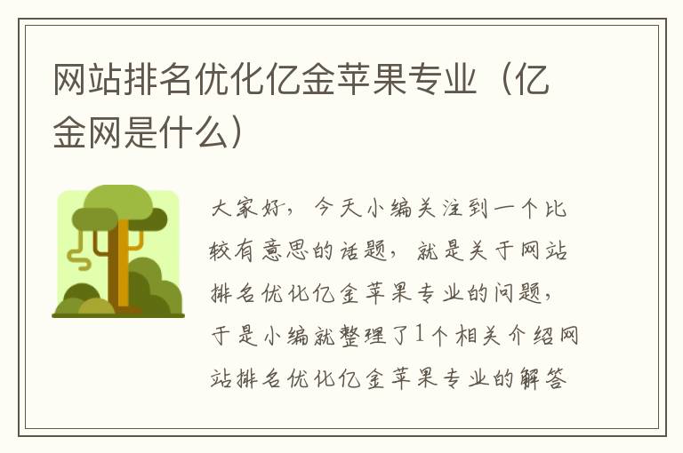 网站排名优化亿金苹果专业（亿金网是什么）