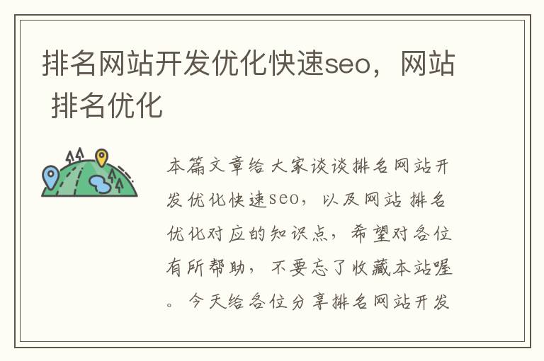 排名网站开发优化快速seo，网站 排名优化