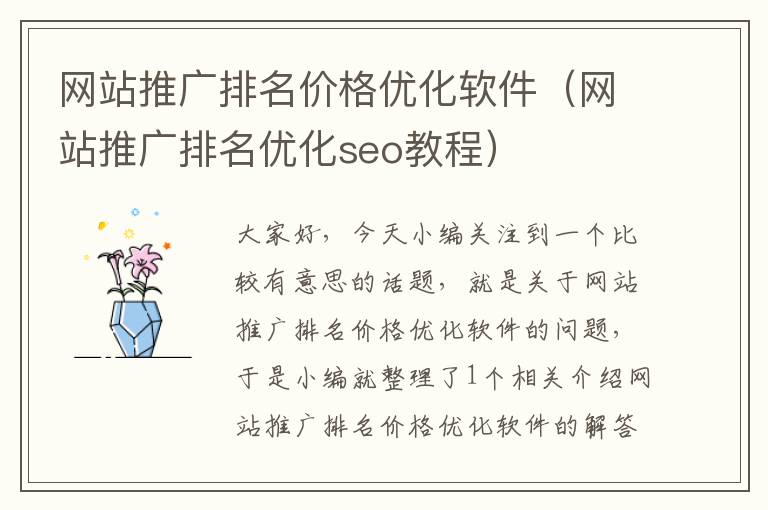 网站推广排名价格优化软件（网站推广排名优化seo教程）