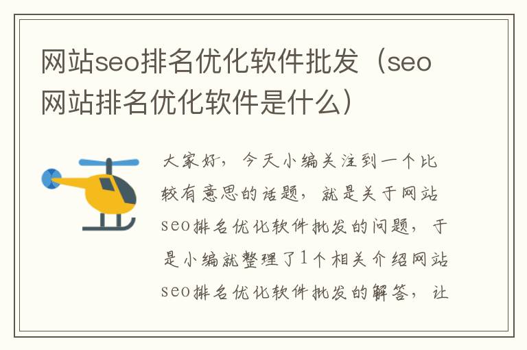 网站seo排名优化软件批发（seo网站排名优化软件是什么）