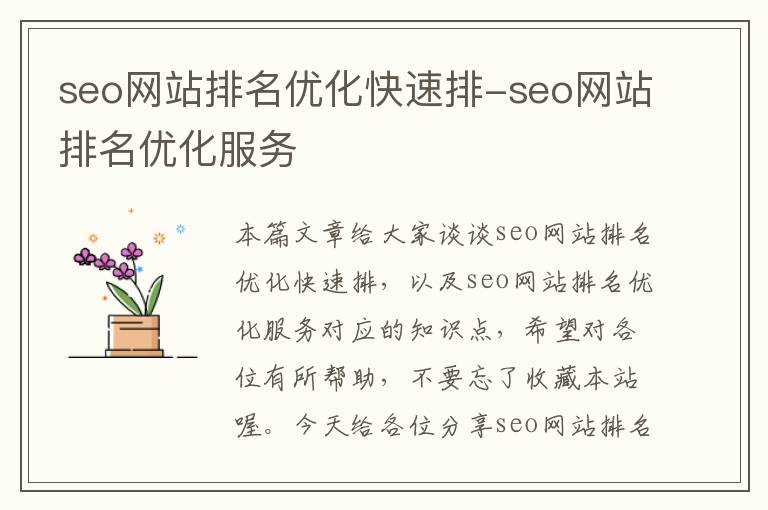 seo网站排名优化快速排-seo网站排名优化服务