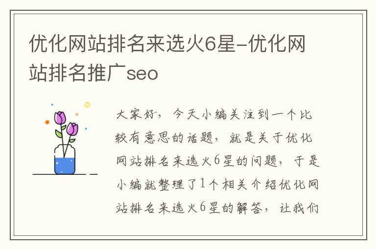 优化网站排名来选火6星-优化网站排名推广seo