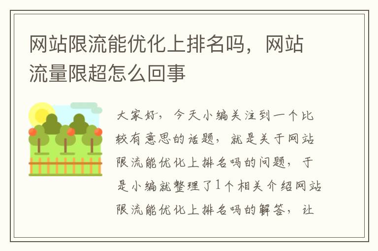 网站限流能优化上排名吗，网站流量限超怎么回事