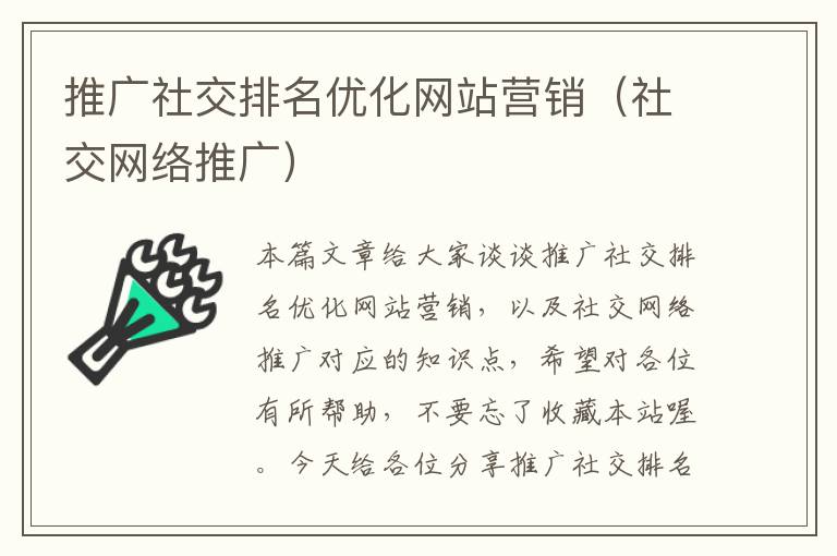 推广社交排名优化网站营销（社交网络推广）