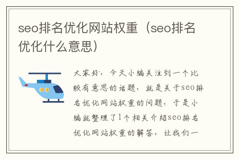 seo排名优化网站权重（seo排名优化什么意思）