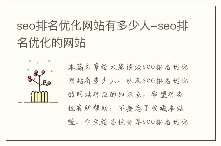 seo排名优化网站有多少人-seo排名优化的网站