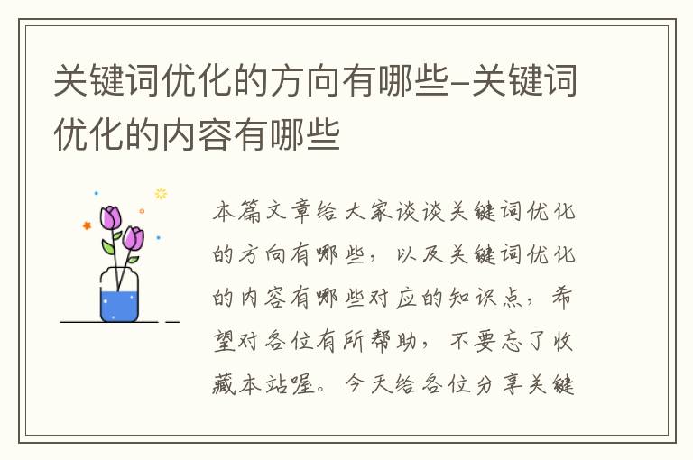 关键词优化的方向有哪些-关键词优化的内容有哪些