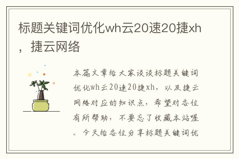 标题关键词优化wh云20速20捷xh，捷云网络