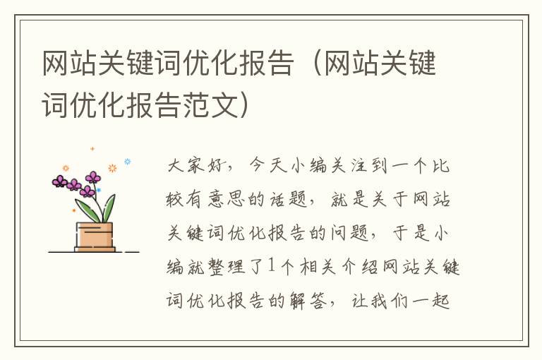 网站关键词优化报告（网站关键词优化报告范文）