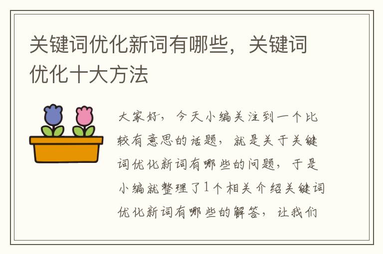 关键词优化新词有哪些，关键词优化十大方法