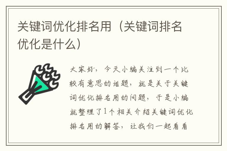 关键词优化排名用（关键词排名优化是什么）