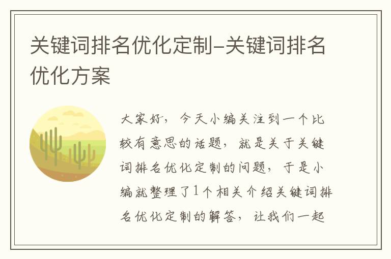 关键词排名优化定制-关键词排名优化方案