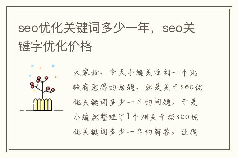 seo优化关键词多少一年，seo关键字优化价格