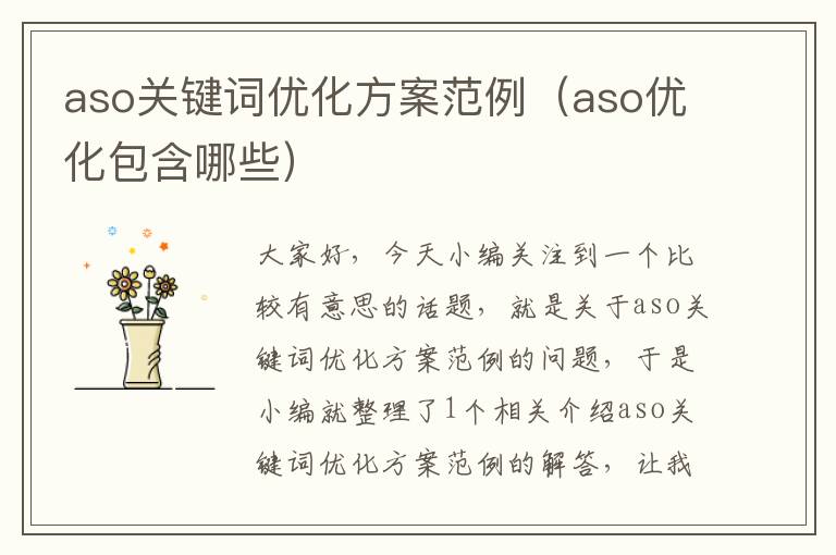 aso关键词优化方案范例（aso优化包含哪些）