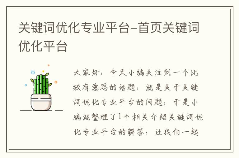 关键词优化专业平台-首页关键词优化平台