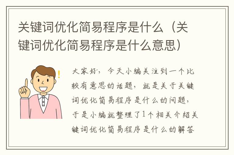 关键词优化简易程序是什么（关键词优化简易程序是什么意思）