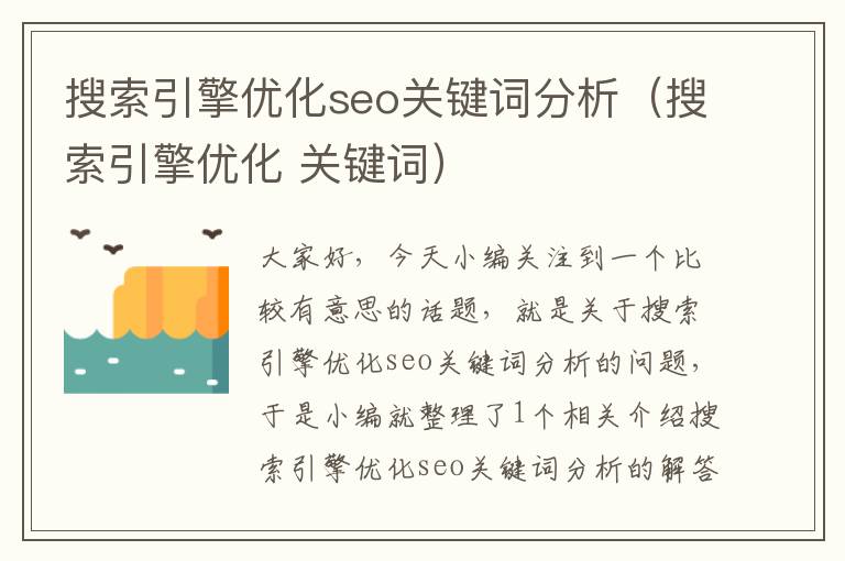 搜索引擎优化seo关键词分析（搜索引擎优化 关键词）