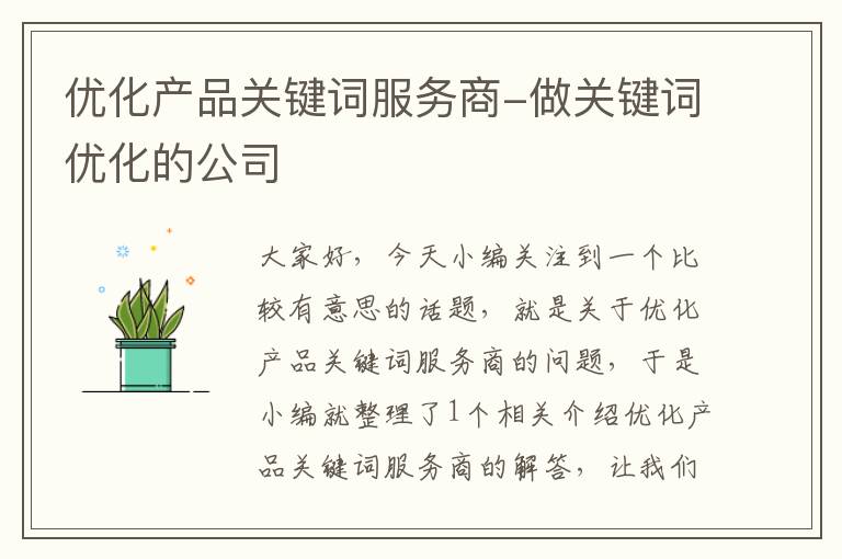 优化产品关键词服务商-做关键词优化的公司