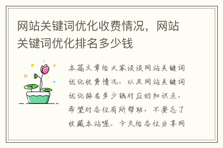 网站关键词优化收费情况，网站关键词优化排名多少钱