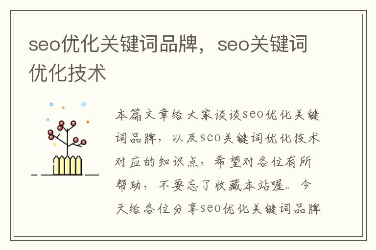 seo优化关键词品牌，seo关键词优化技术