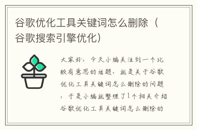 谷歌优化工具关键词怎么删除（谷歌搜索引擎优化）