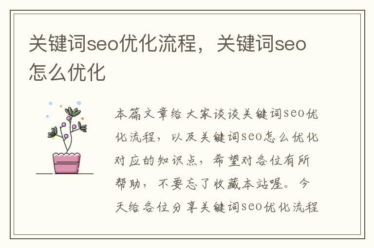 关键词seo优化流程，关键词seo怎么优化