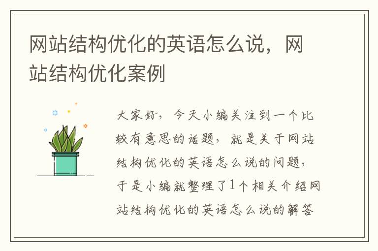 网站结构优化的英语怎么说，网站结构优化案例