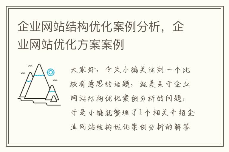 企业网站结构优化案例分析，企业网站优化方案案例