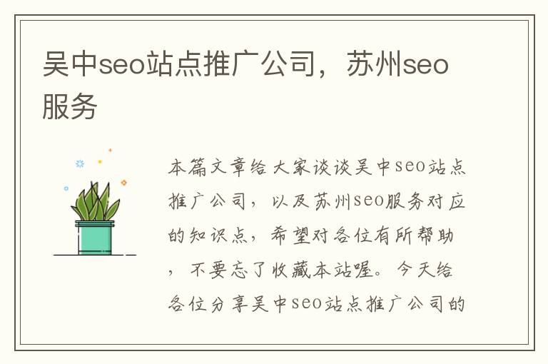 吴中seo站点推广公司，苏州seo服务