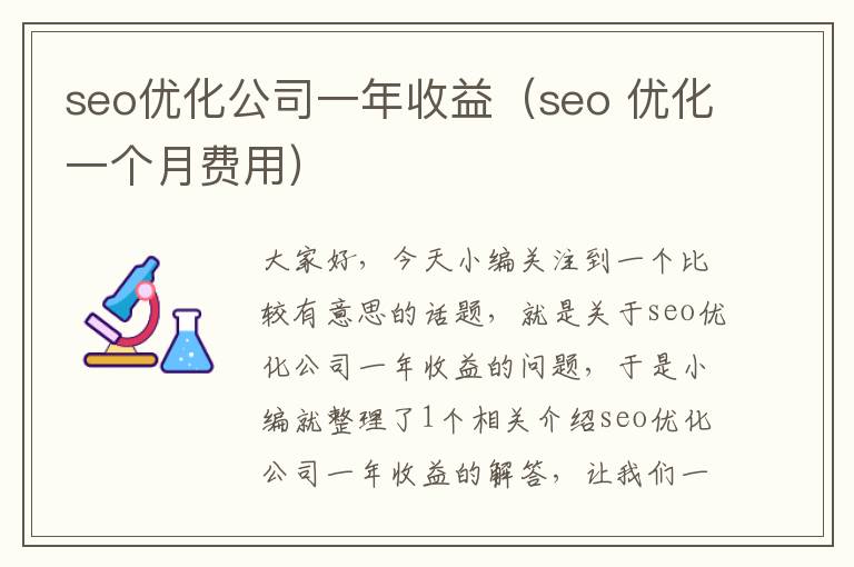 seo优化公司一年收益（seo 优化一个月费用）