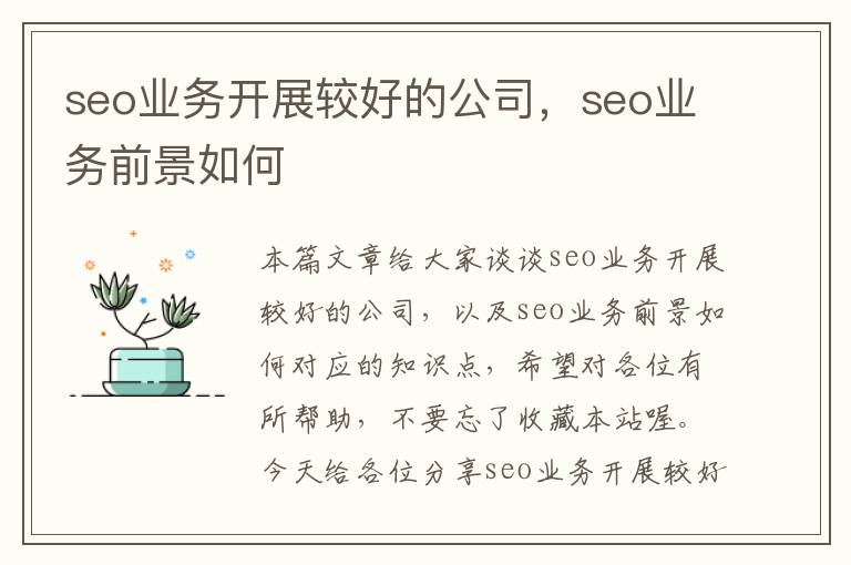 seo业务开展较好的公司，seo业务前景如何