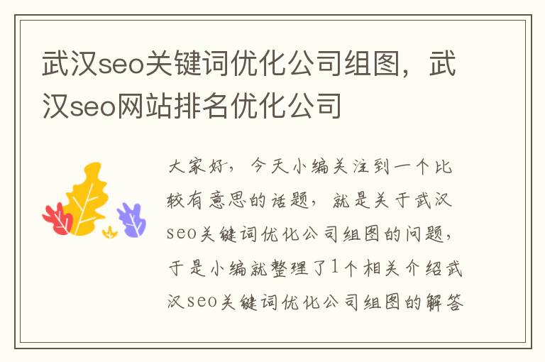 武汉seo关键词优化公司组图，武汉seo网站排名优化公司