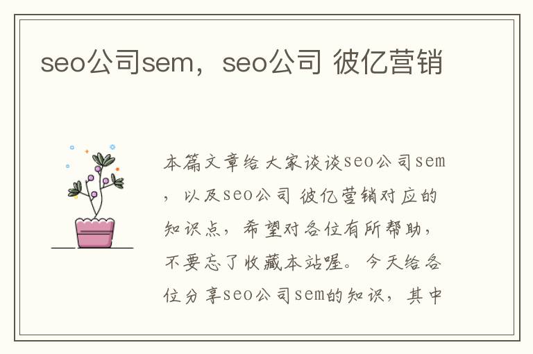 seo公司sem，seo公司 彼亿营销