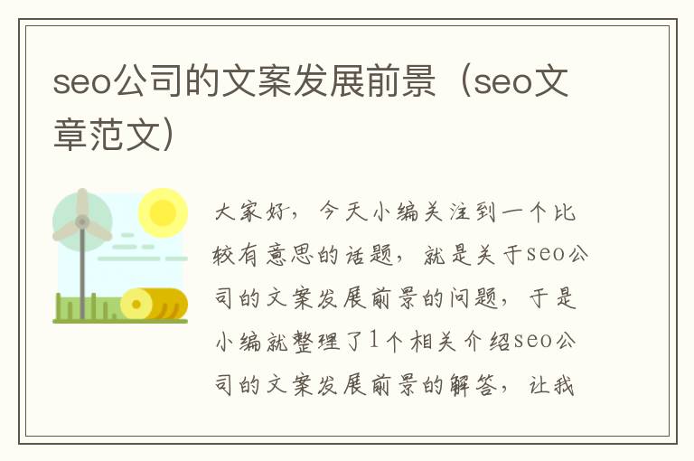 seo公司的文案发展前景（seo文章范文）