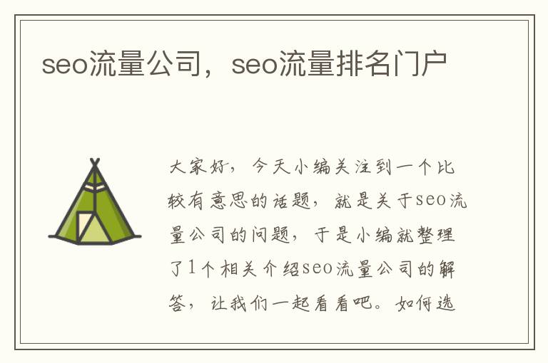 seo流量公司，seo流量排名门户