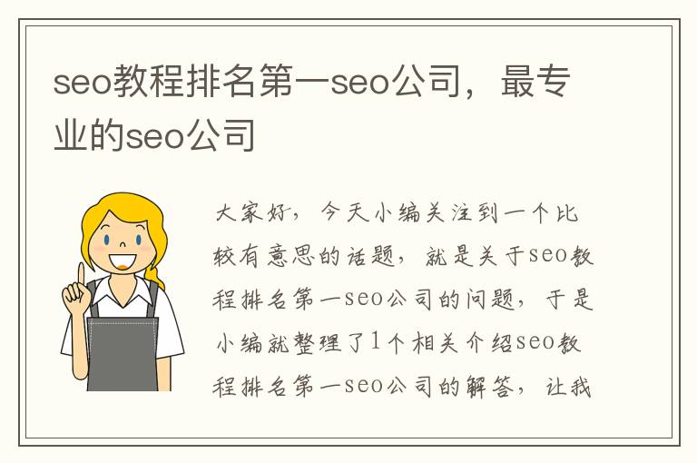 seo教程排名第一seo公司，最专业的seo公司