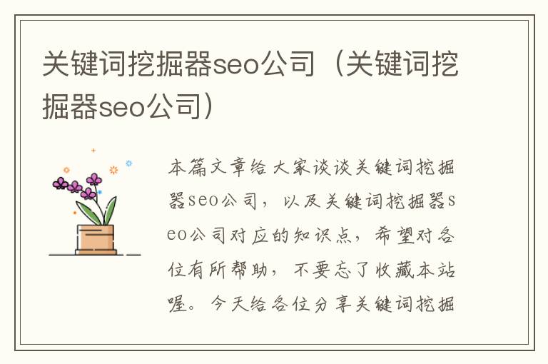 关键词挖掘器seo公司（关键词挖掘器seo公司）