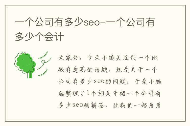 一个公司有多少seo-一个公司有多少个会计