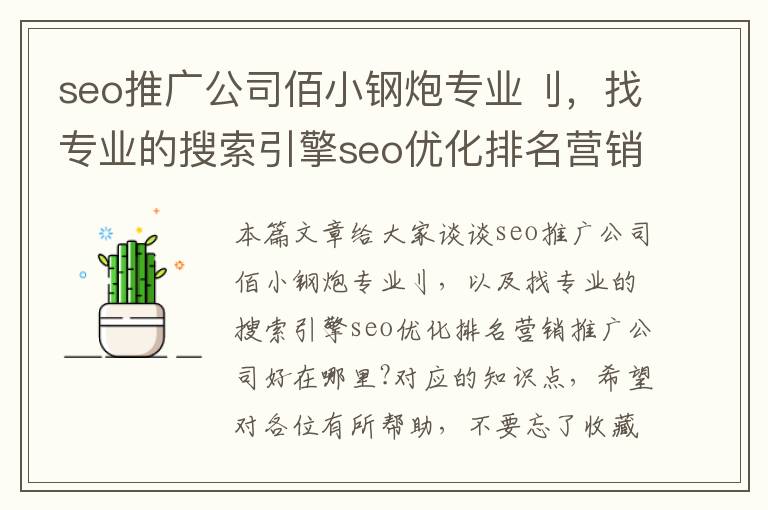 seo推广公司佰小钢炮专业刂，找专业的搜索引擎seo优化排名营销推广公司好在哪里?