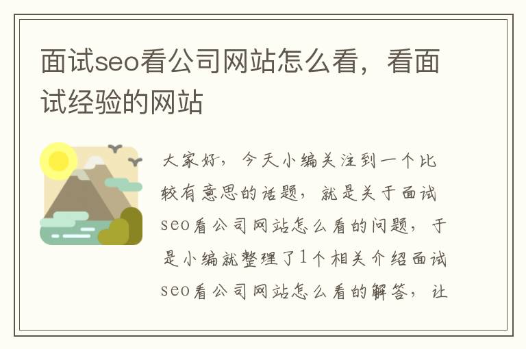 面试seo看公司网站怎么看，看面试经验的网站