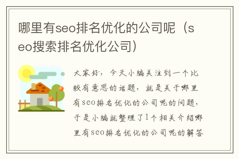 哪里有seo排名优化的公司呢（seo搜索排名优化公司）