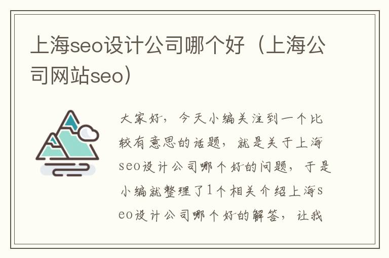 上海seo设计公司哪个好（上海公司网站seo）