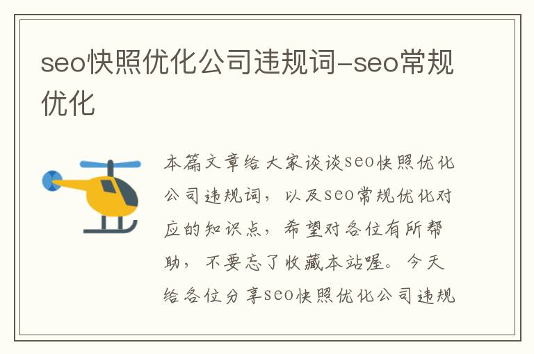 seo快照优化公司违规词-seo常规优化