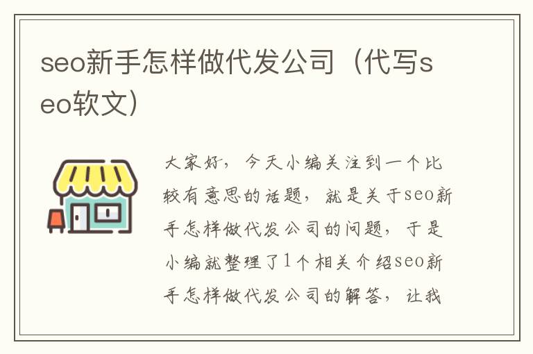 seo新手怎样做代发公司（代写seo软文）