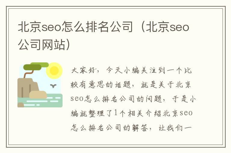 北京seo怎么排名公司（北京seo公司网站）