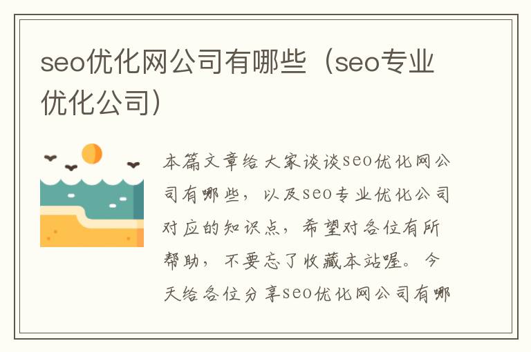 seo优化网公司有哪些（seo专业优化公司）