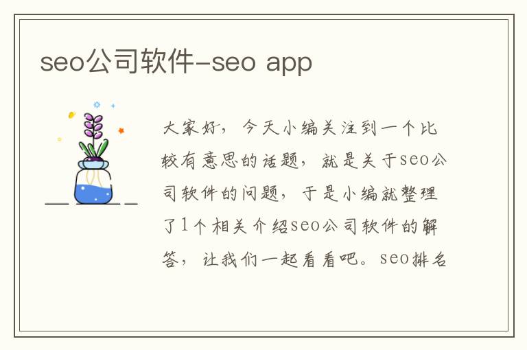 seo公司软件-seo app