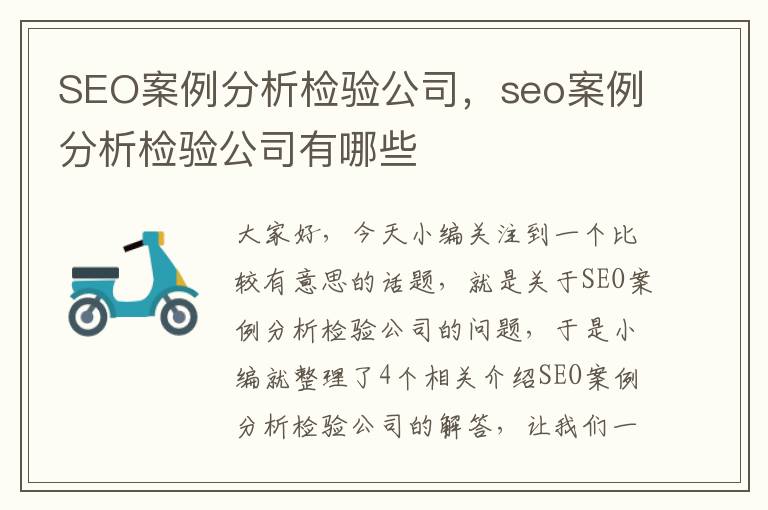 SEO案例分析检验公司，seo案例分析检验公司有哪些